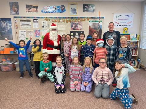 Mr. Rigby's class with Santa