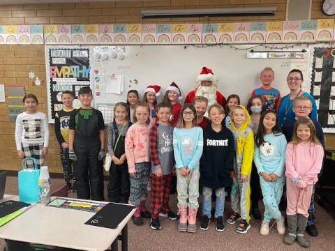 Miss Salveson's class with Santa