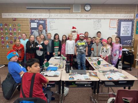 Mr. Grosdidier's class with Santa