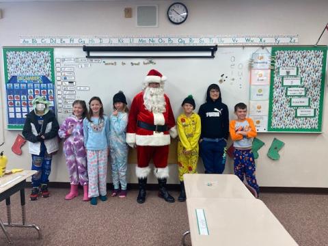 Mrs Christianson's class with Santa
