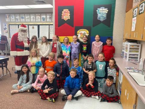 Mrs. Dimmick's class with Santa