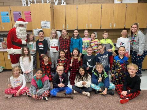 Mrs. Dyches/Taylor's class with Santa