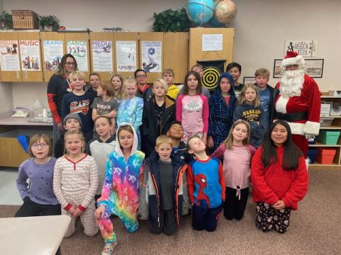 Ms. Brown's class with Santa