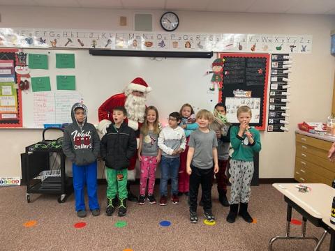 Mrs. Baldwin's class with Santa