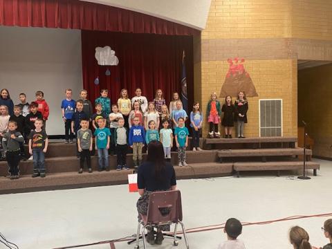 Second graders singing