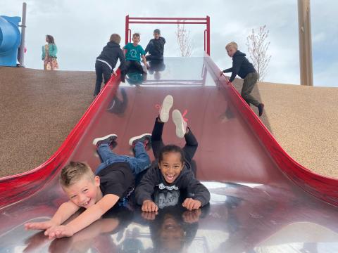kids on slide