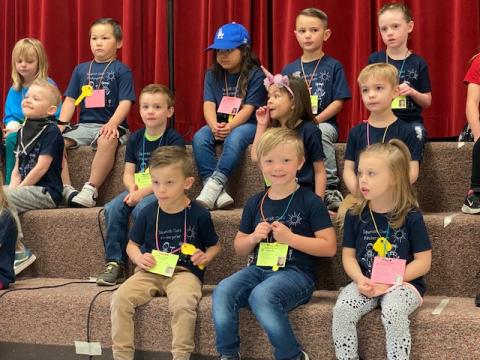 Kindergarten students singing
