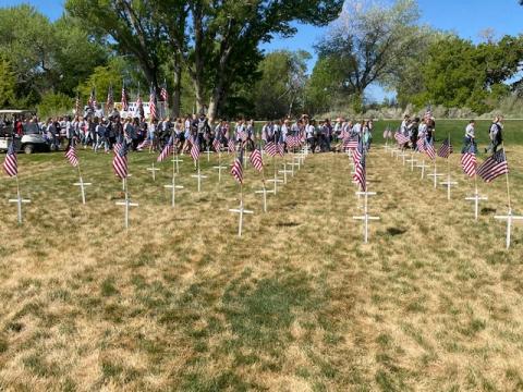 Crosses with Flags to commemorate soldiers lost in battle